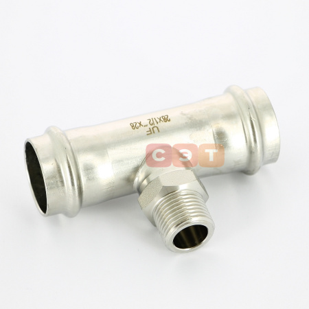 Тройник с НР пресс нержавеющий  28х 1/2"х28  UniFitt